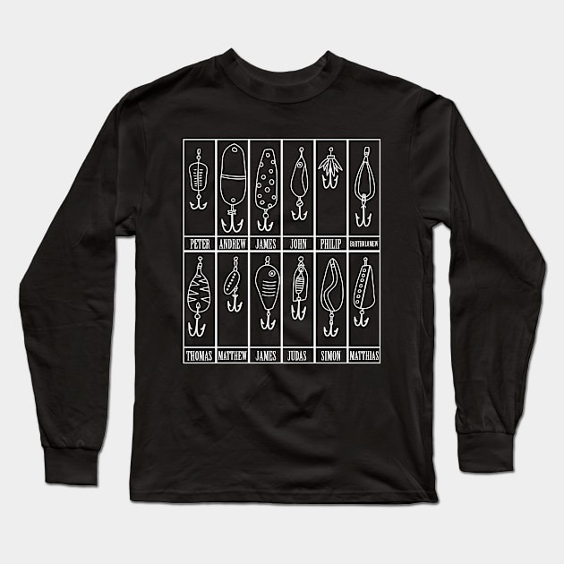 12 Fishing Apostles Lures and Baites | How Jesus fish Long Sleeve T-Shirt by Cedinho